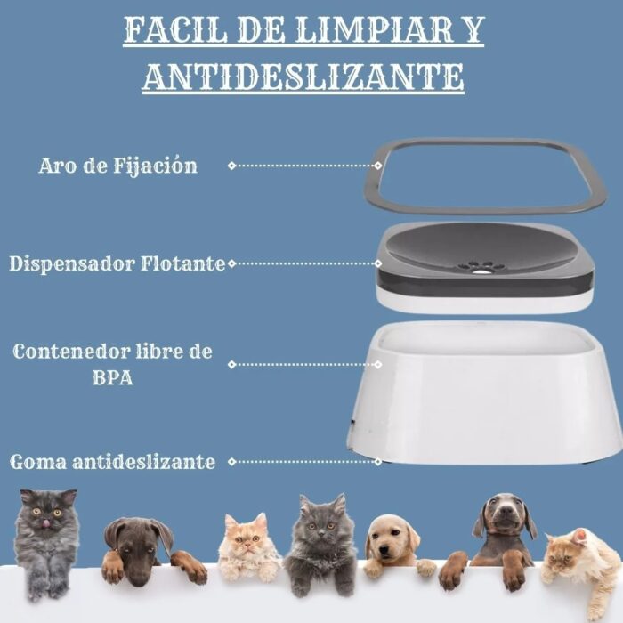 BEBEDERO DE AGUA PARA MASCOTAS ANTIDERRAME