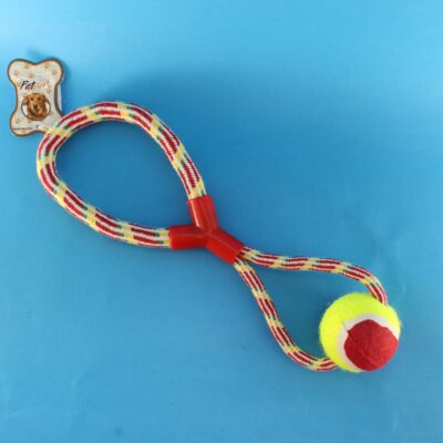 Juguete para mascota con pelota y agarre