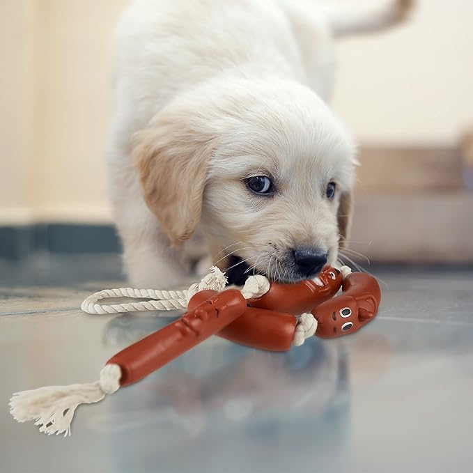 Juguete masticable para perro salchicha